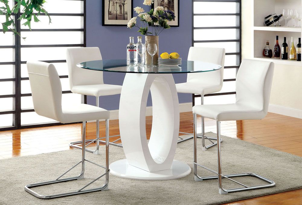 Lodia White Counter Height Table Set