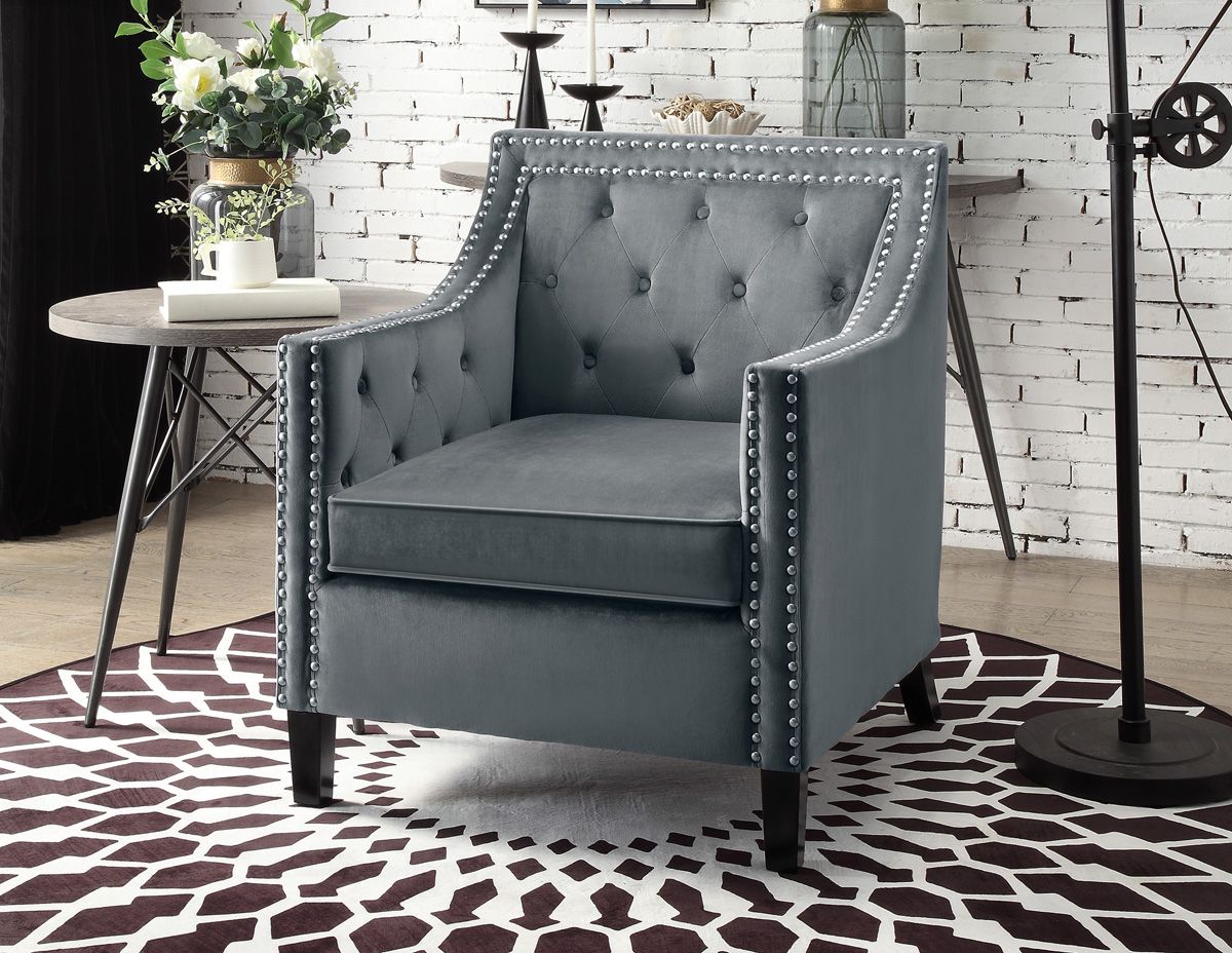 Lodovico Grey Velvet Accent Chair