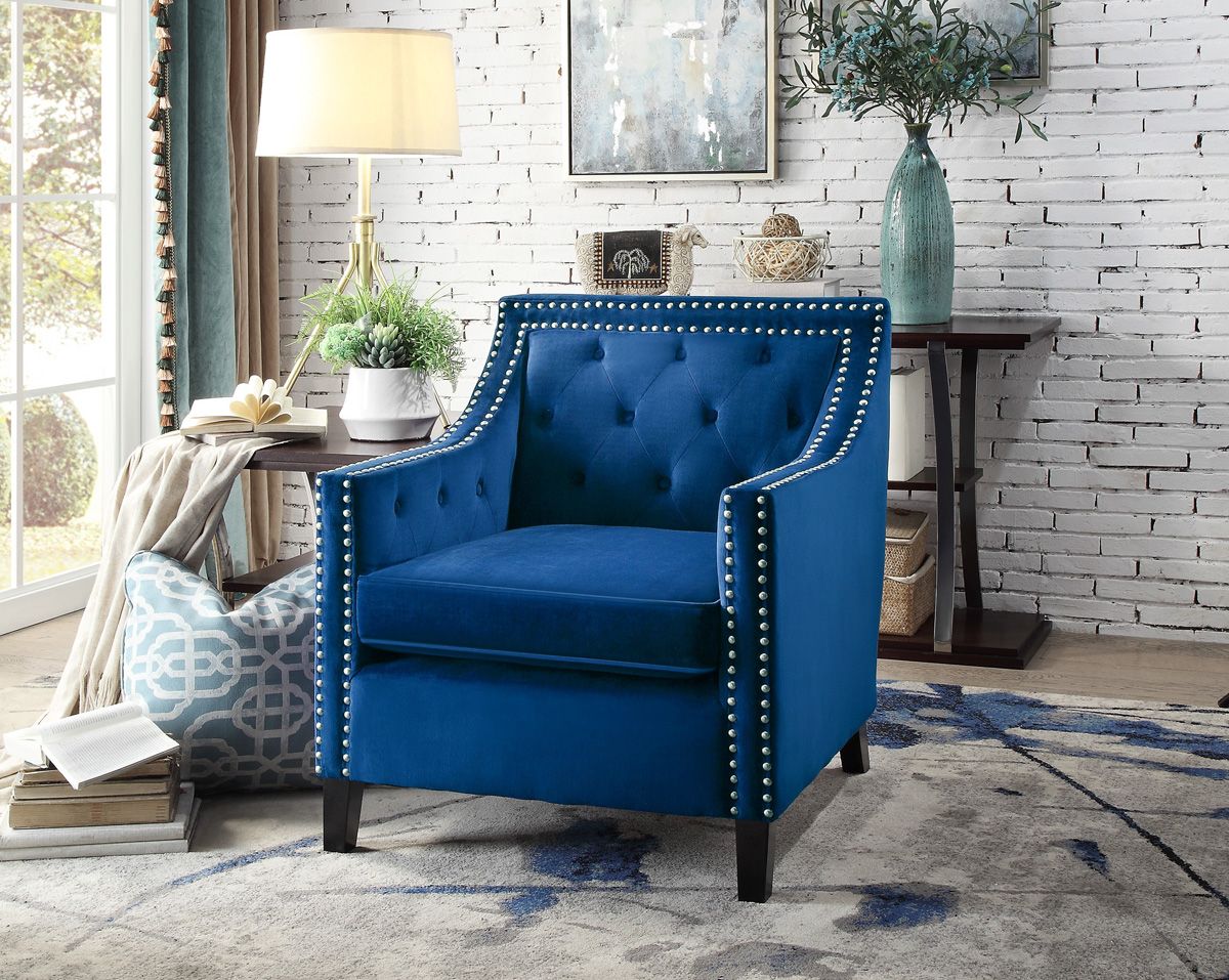Lodovico Blue Velvet Accent Chair