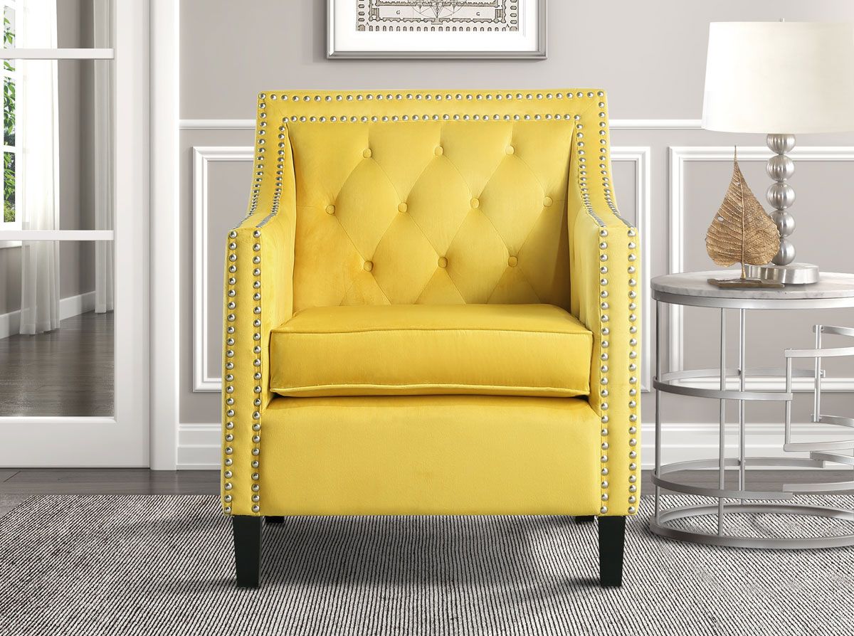 Lodovico Yellow Velvet Accent Chair