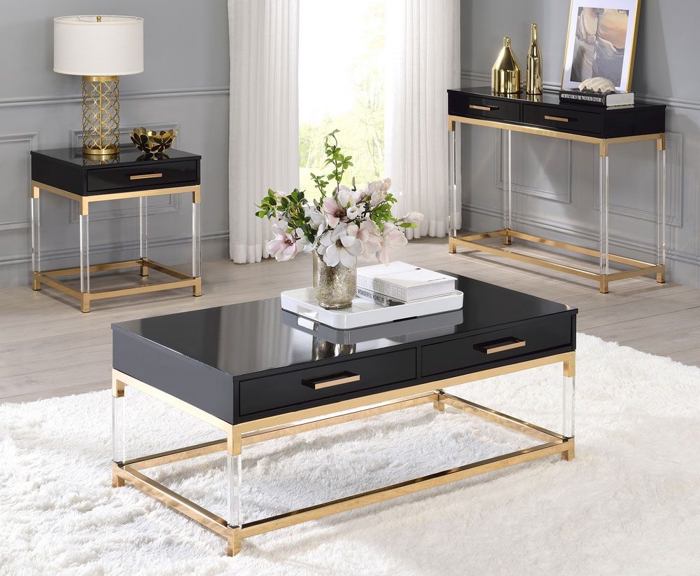Logan Black and Gold Coffee Table Set