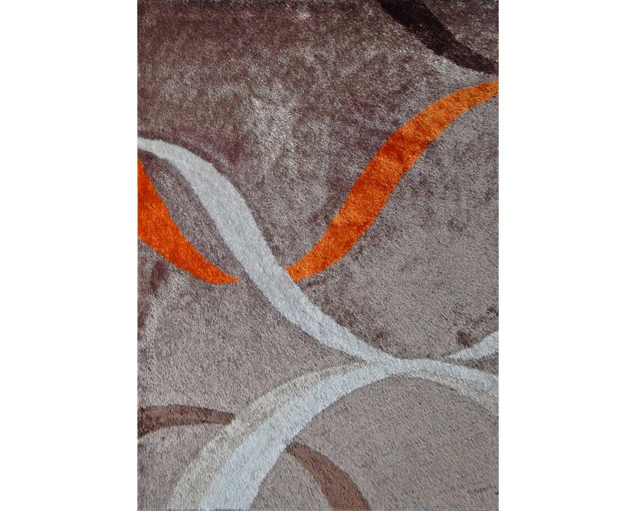 Modern Shag Rug Mocha Orange Lola 14