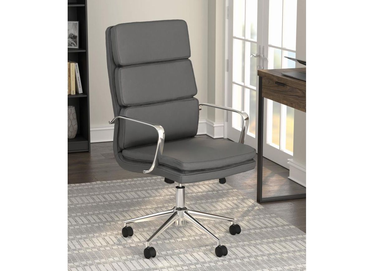 Lombardo Grey Leather Office Chair