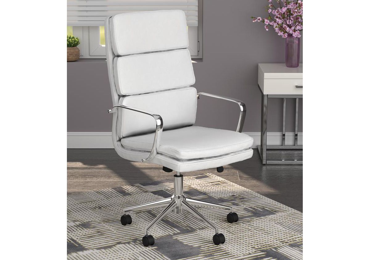 Lombardo White Leather Office Chair