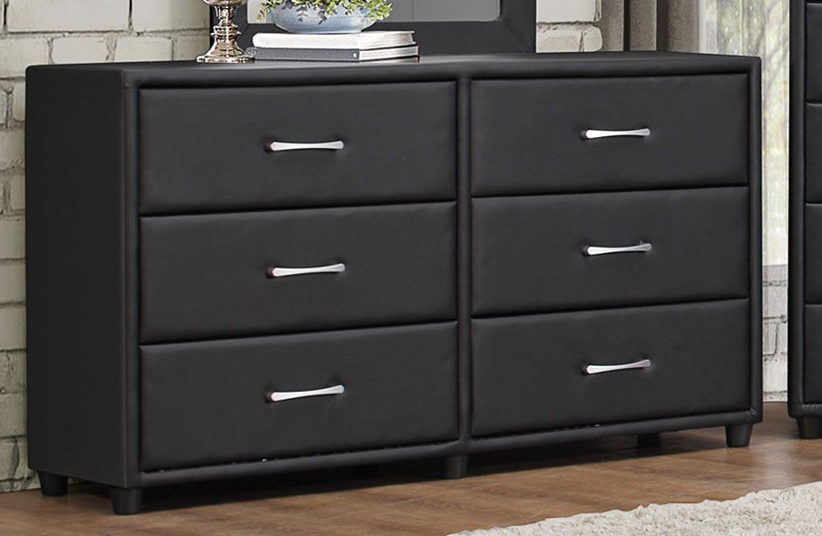 Lorenzi Black Leather Dresser