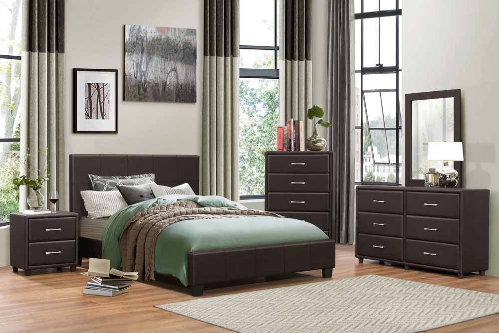 Lorenzi Espresso Leather Bed