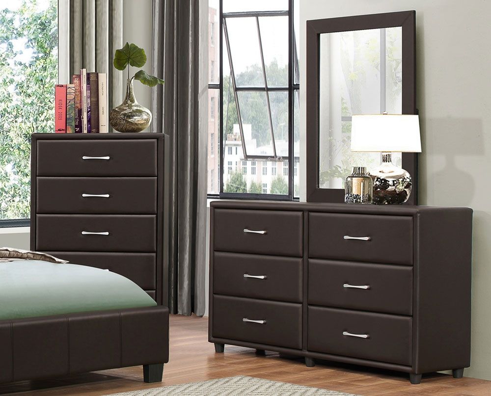 Lorenzi Espresso Leather Dresser