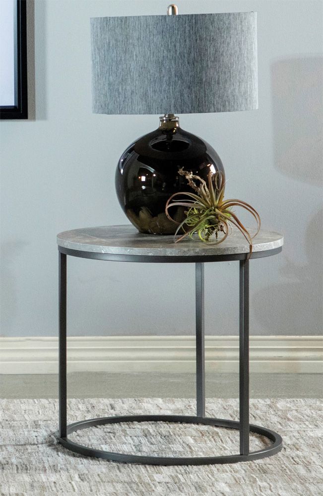 Lorri Faux Marble End Table