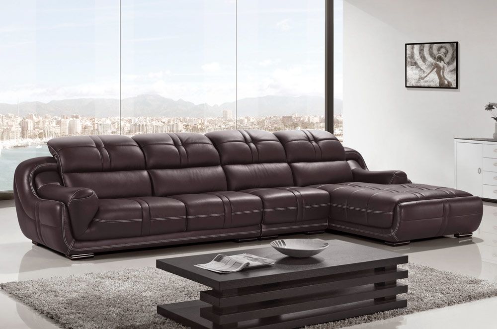 Lotus Modern Sectional Top Grain Leather