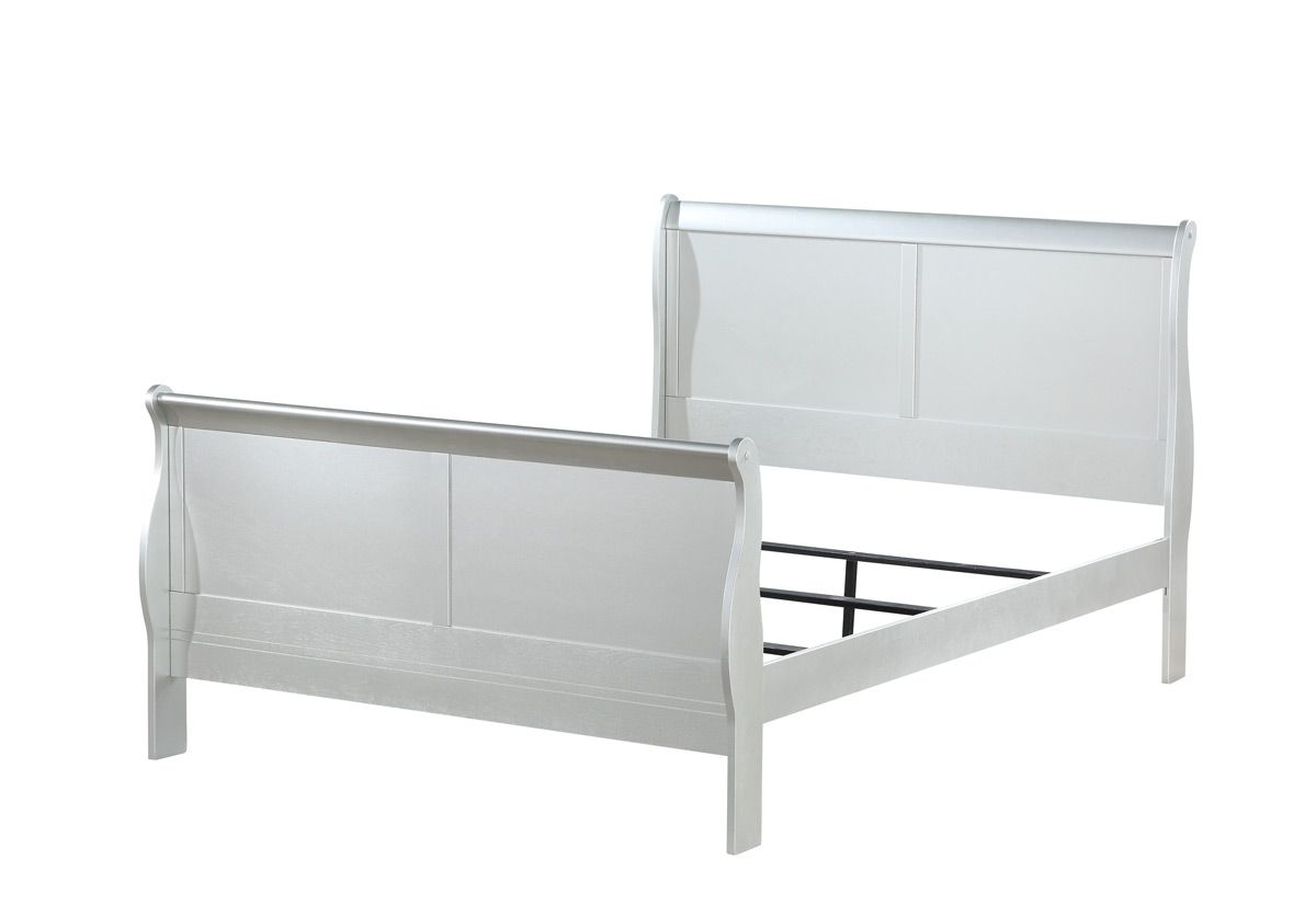 Louis Philippe Platinum Finish Sleight Bed