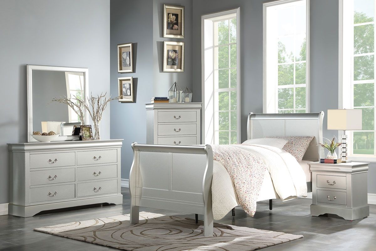 Louis Phillipe Silver Finish Youth Bedroom