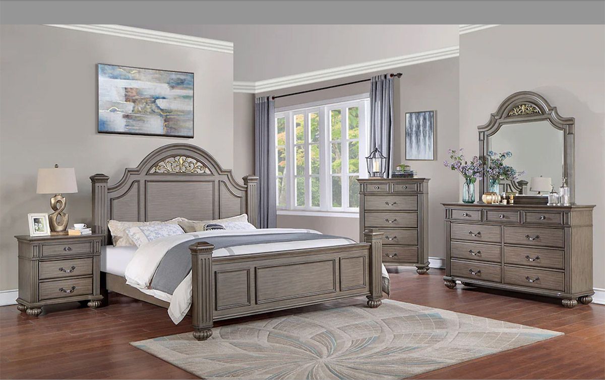 Louisa Grey Finish Traditional Bedroom Set