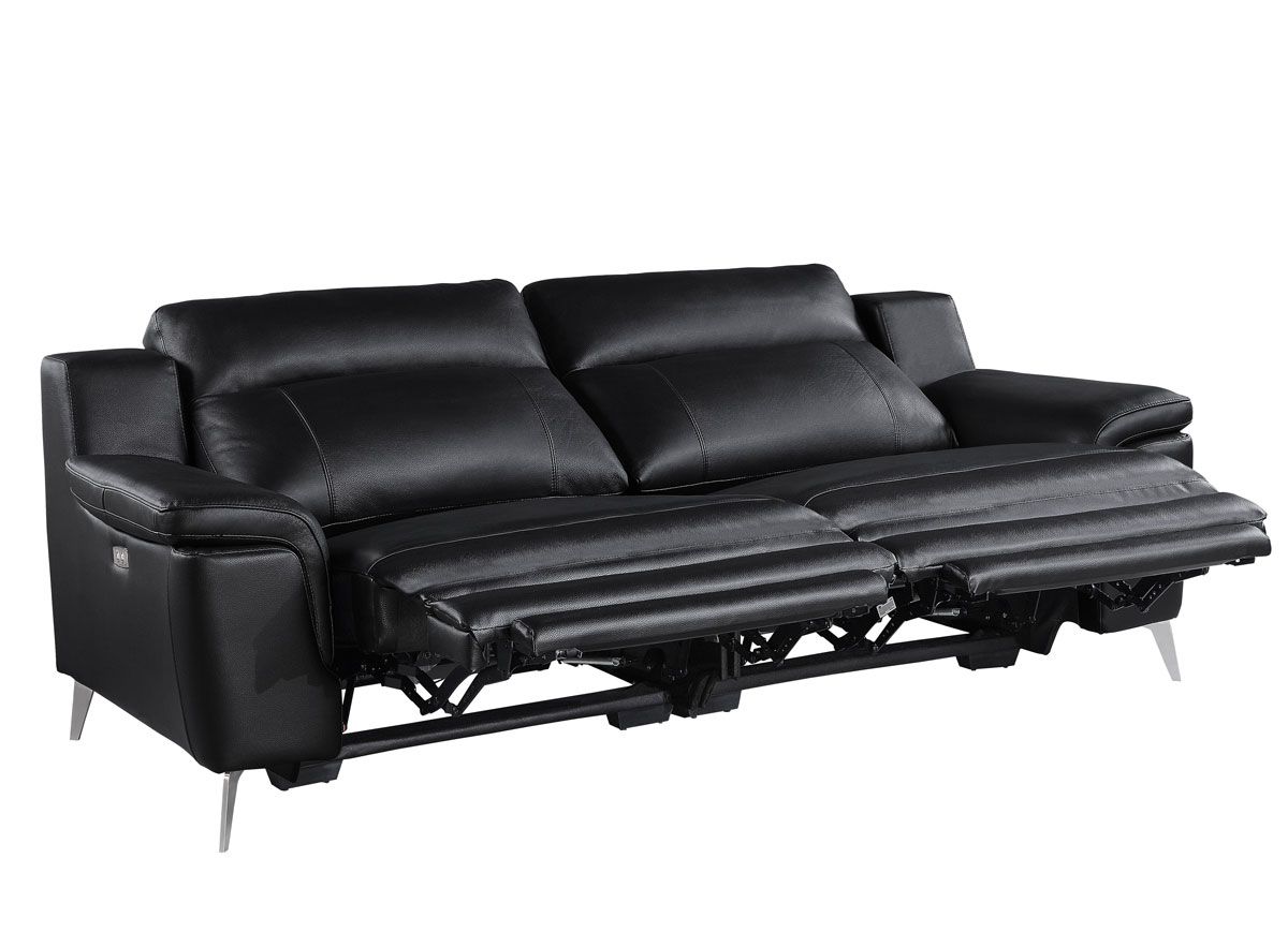 Ludovik Black Leather Power Recliner Sofa