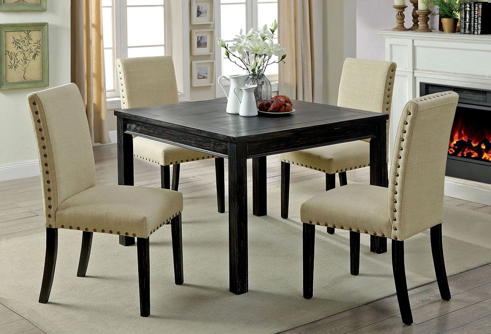 Luke Rustic Black Finish Table Set