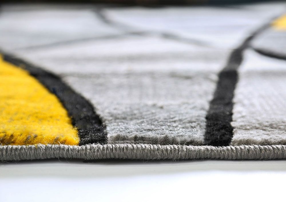 Luna Grey Yellow Rug Details