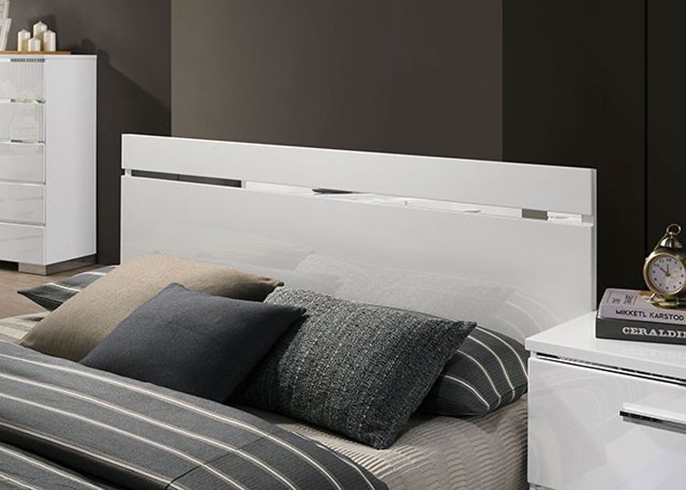 Luster White Lacquer Finish Bed Headboard