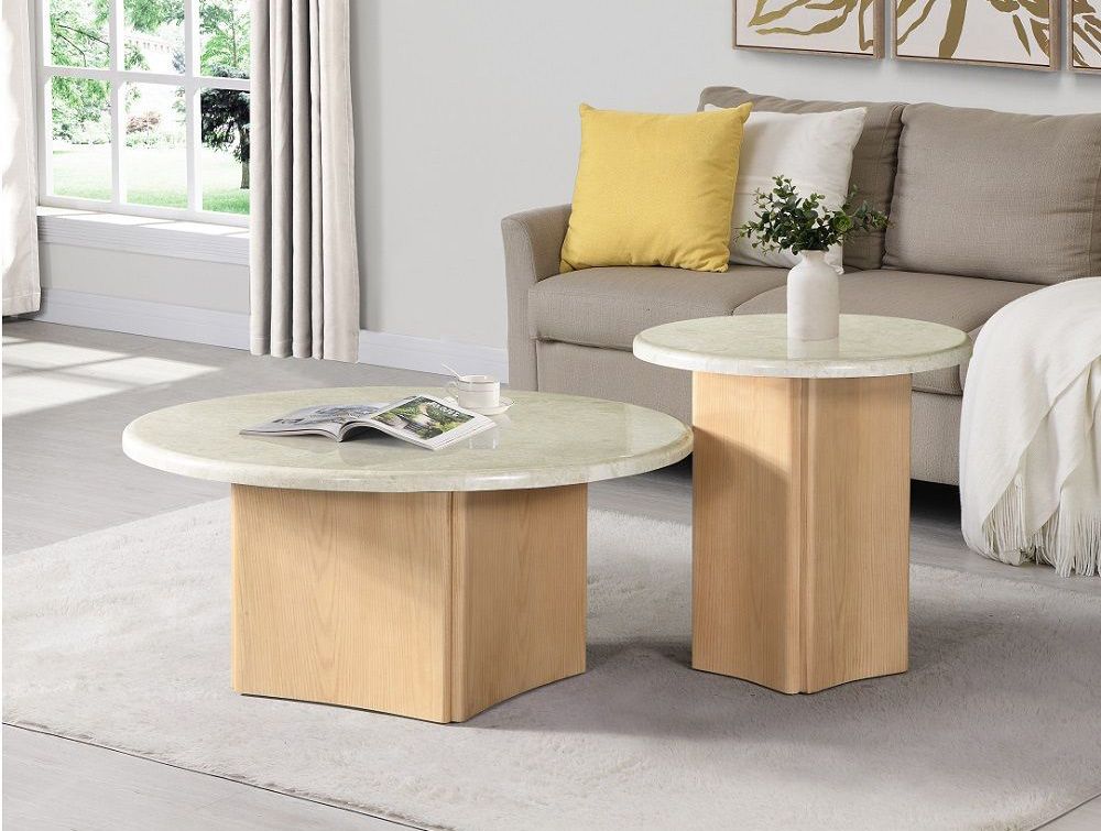 Luxa Round Marble Top Coffee Table Set
