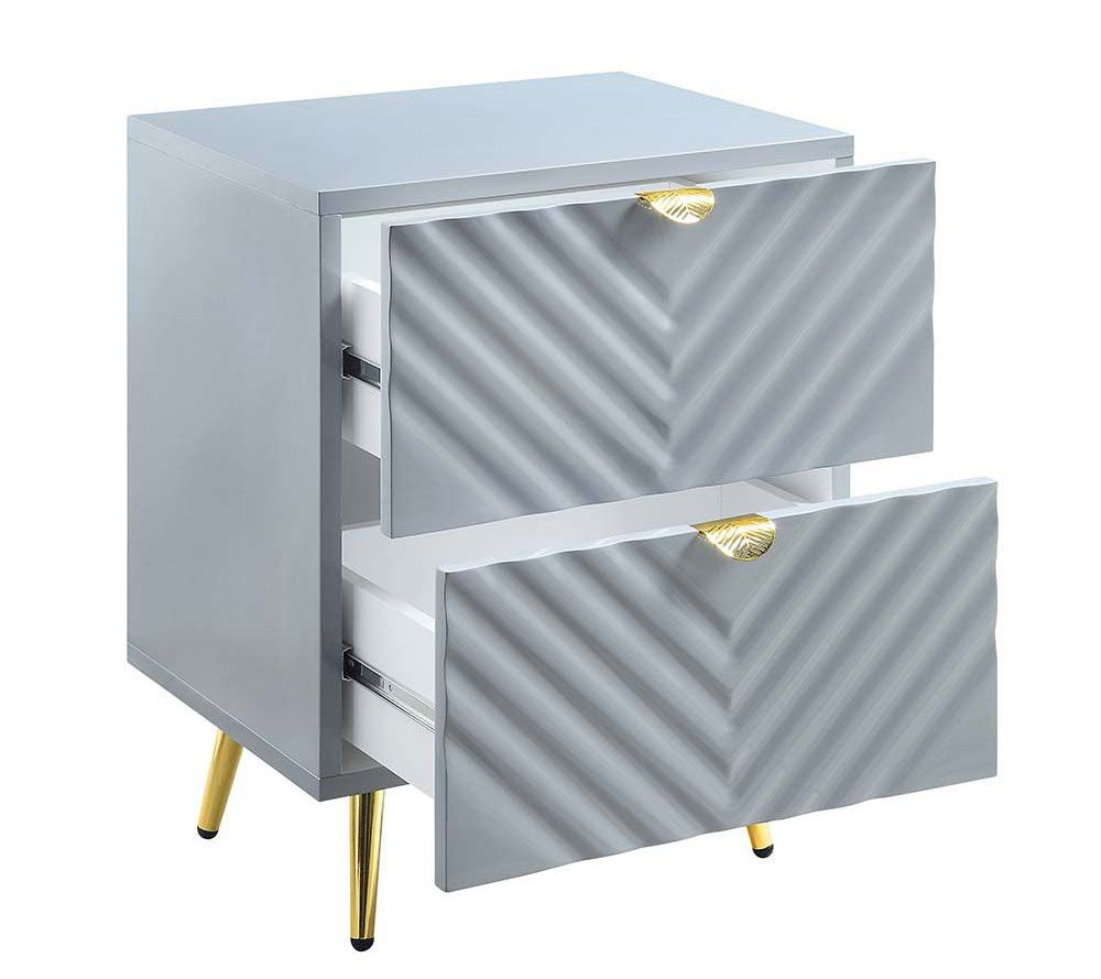 Luxor Night Stand Grey Lacquer Finish