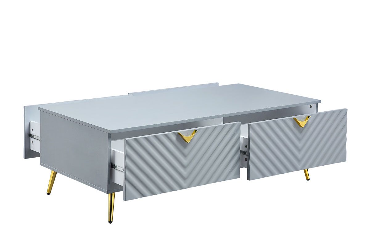 Luxor Grey Lacquer Coffee Table Drawers