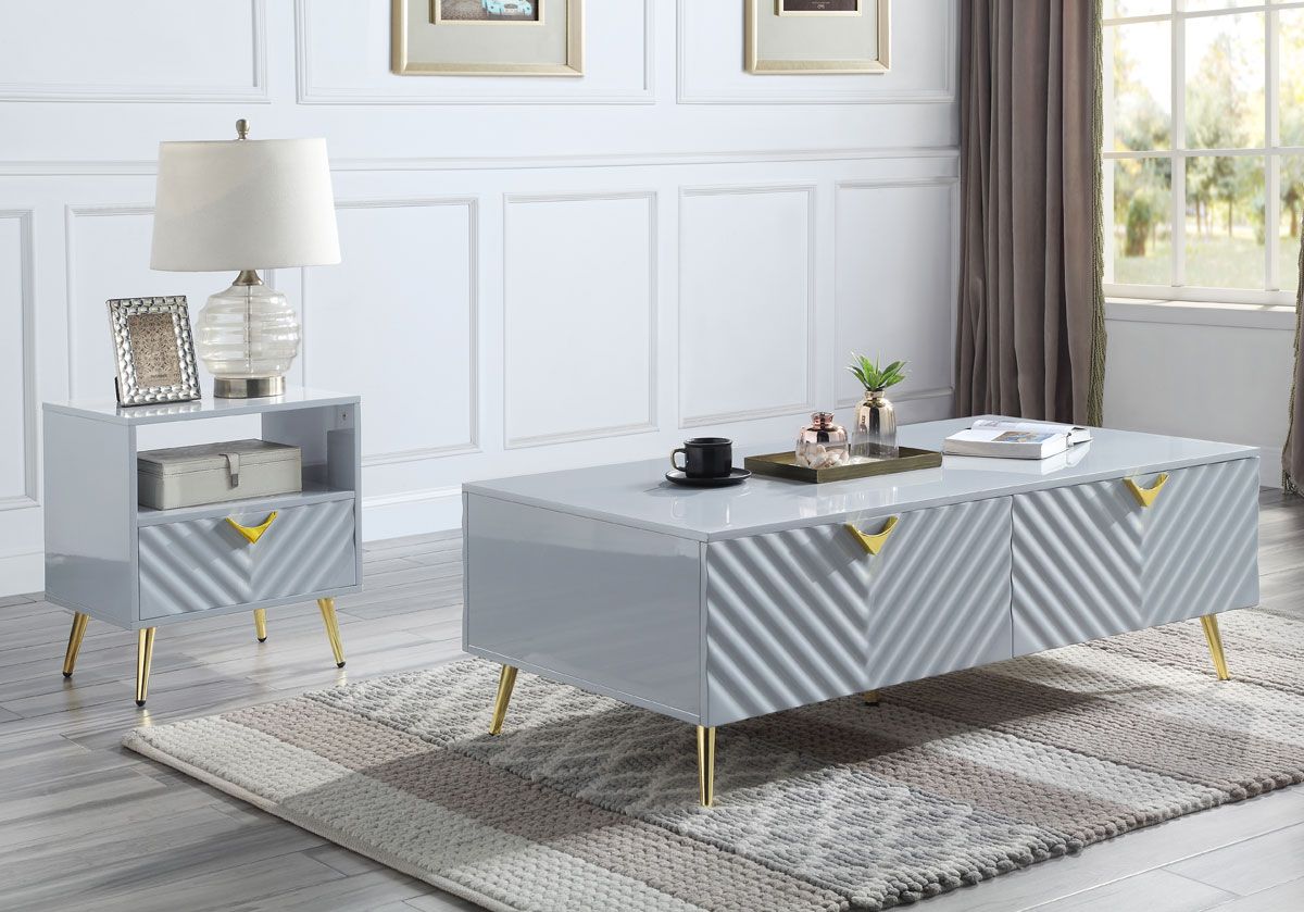 Luxor Grey Lacquer Storage Coffee Table