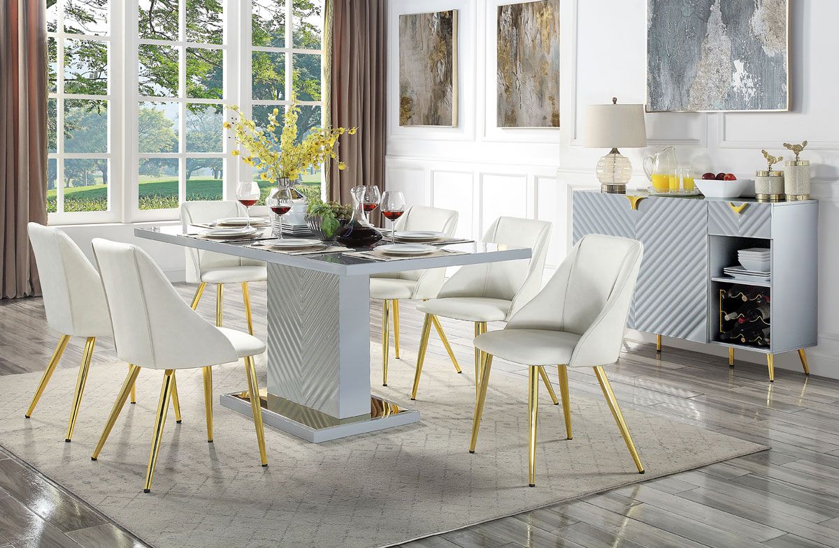 Luxor Grey Lacquer Modern Dining Table