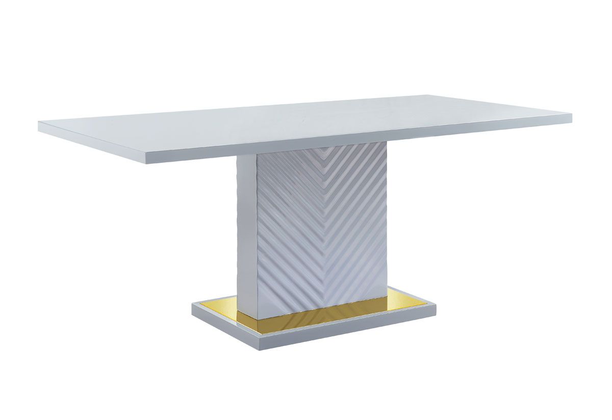Luxor Grey Lacquer Dining Table With Gold Accents