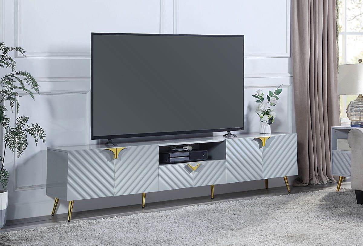 Luxor Grey Lacquer TV Stand