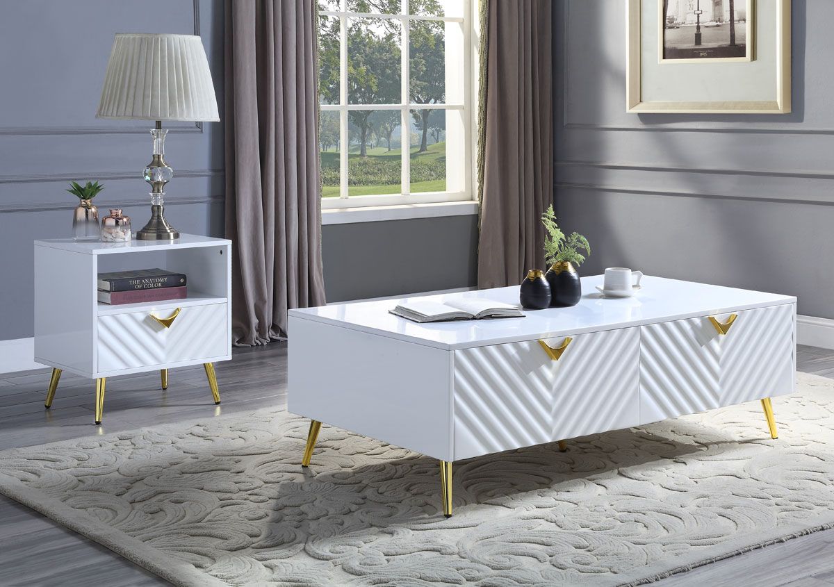 Luxor White Lacquer Storage Coffee Table