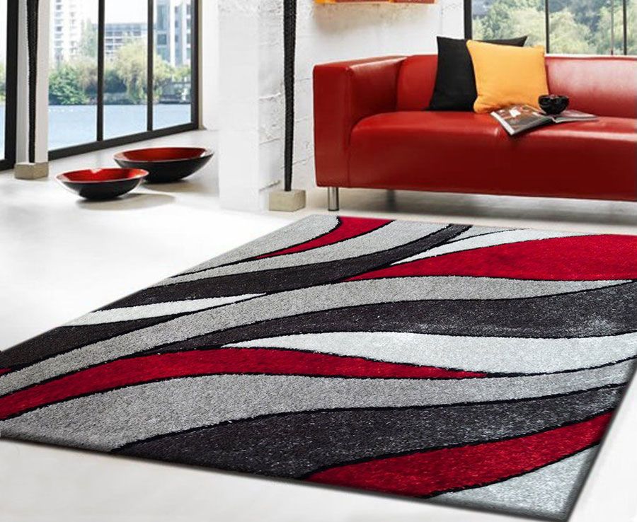 Luxton Red and Grey Shag Rug