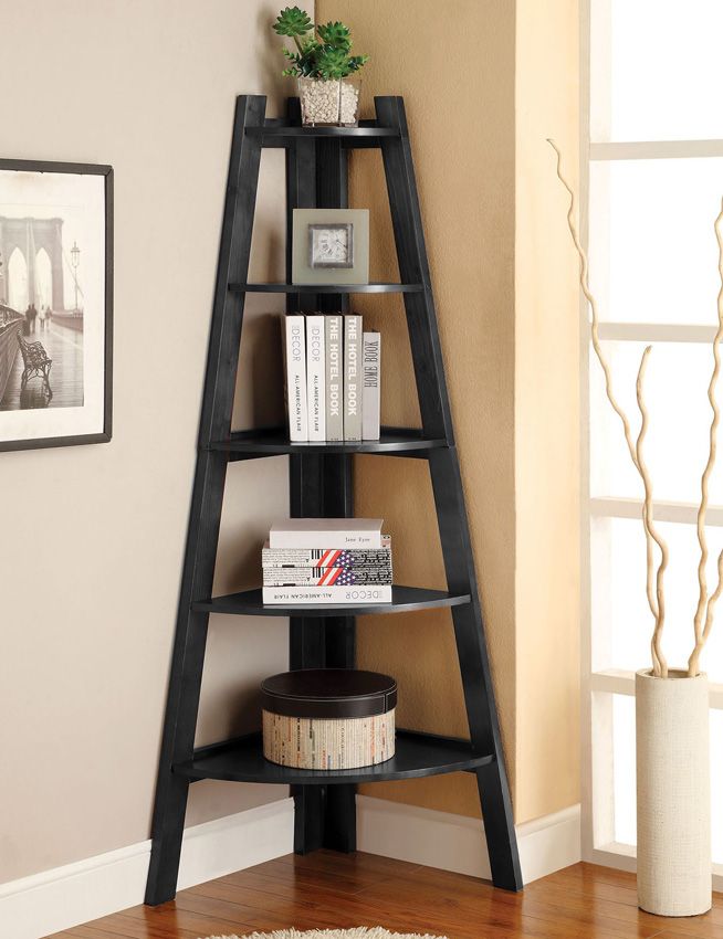 Lyss Corner Bookshelf Display Black