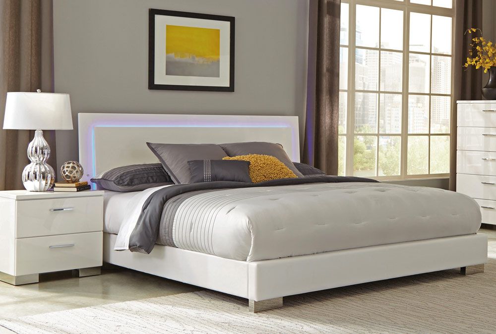 Macayla White Bed With LED Light