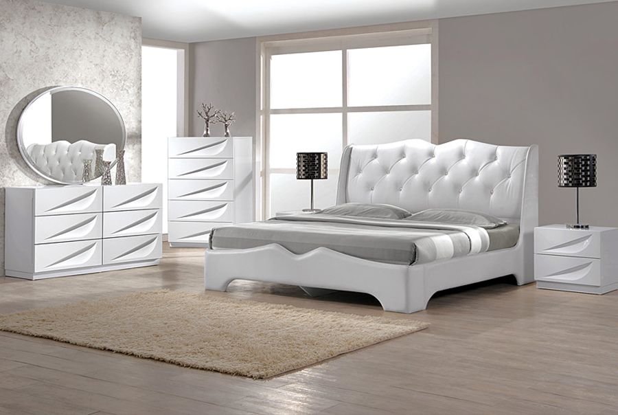 Madrid Leather Platform Bed Collection