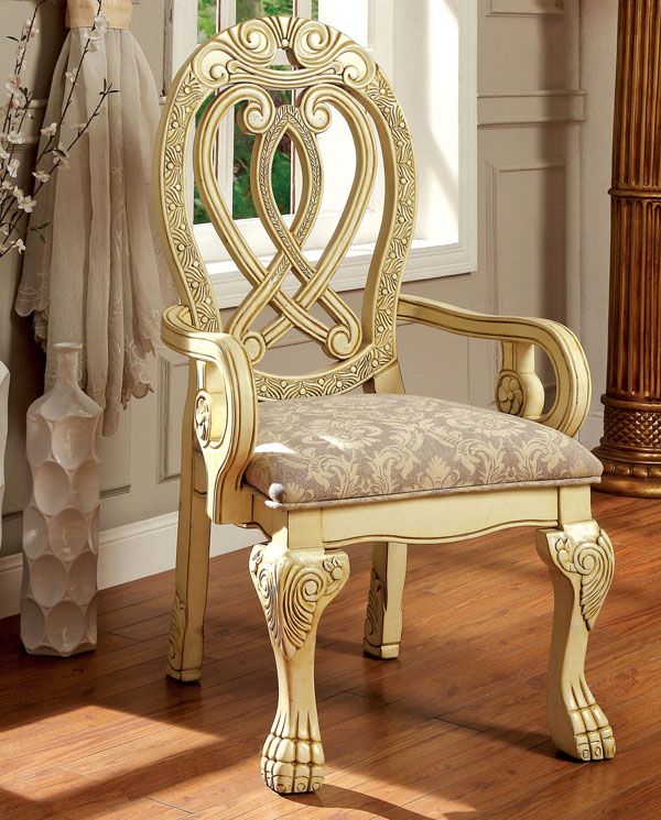 Majesta Antique White Arm Chairs