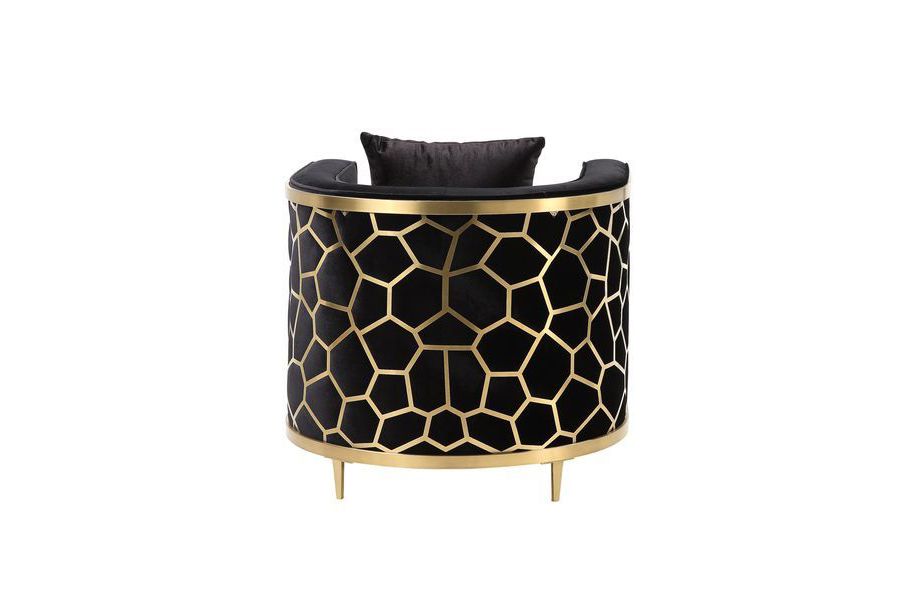 Malaga Black Velvet Chair Back Gold Accents