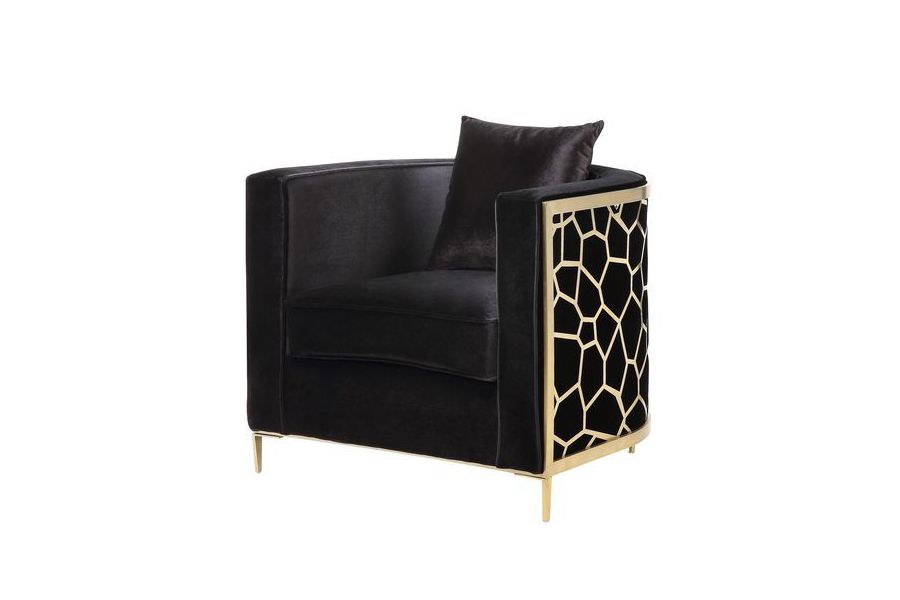 Malaga Black Velvet Chair Gold Accents