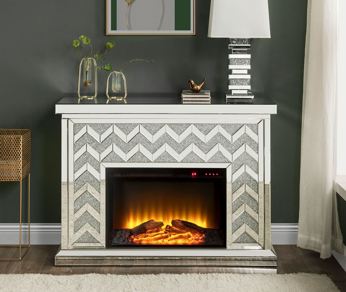 Malena Mirrored Fireplace