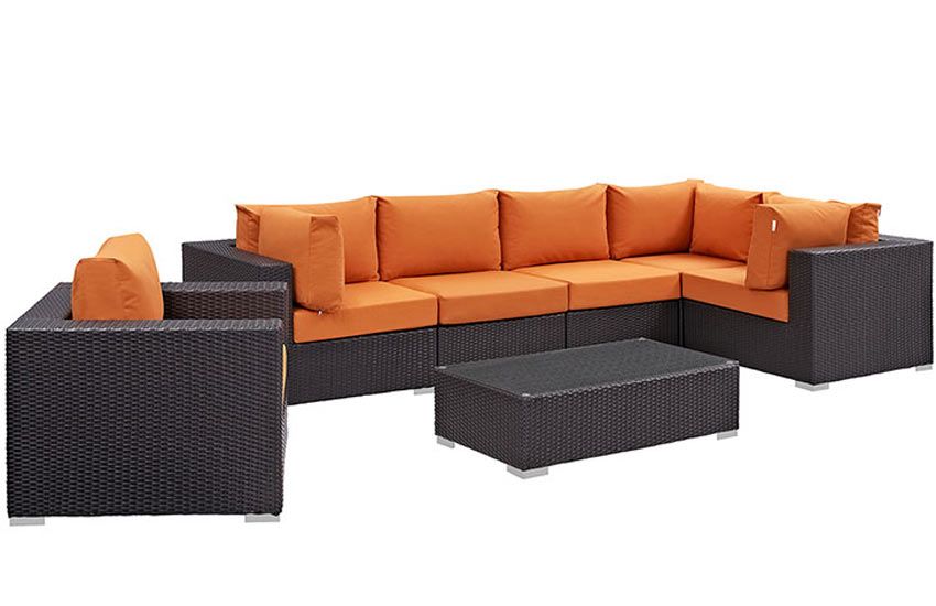 Convene Orange Patio Sectional Sofa Set
