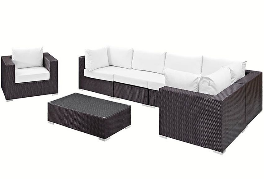 Convene White 7 Piece Outdoor Sectional Set