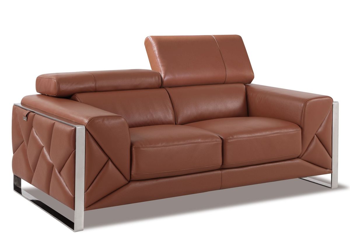 Malvina Camel Leather Loveseat