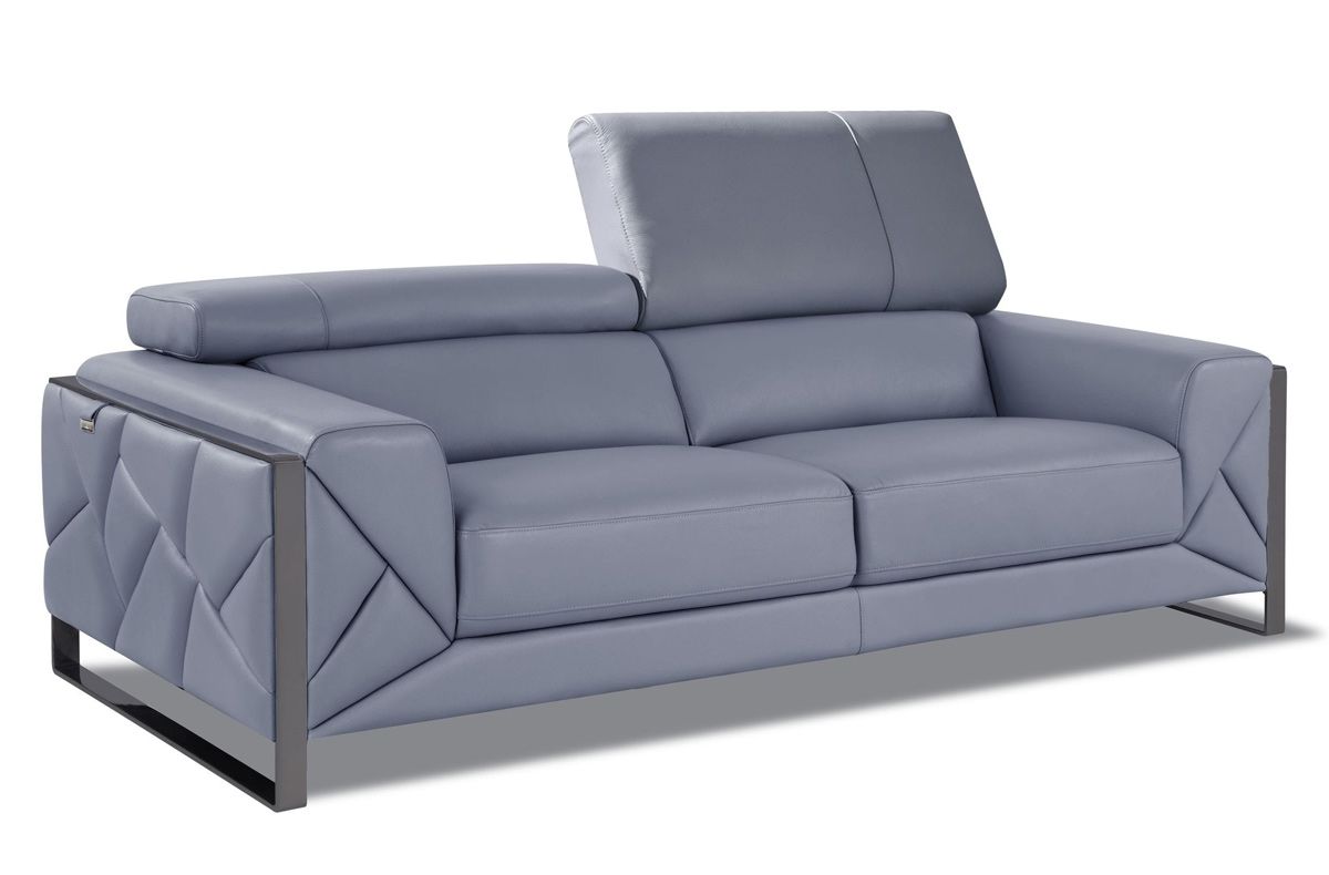 Malvina Light Blue Italian Leather Sofa