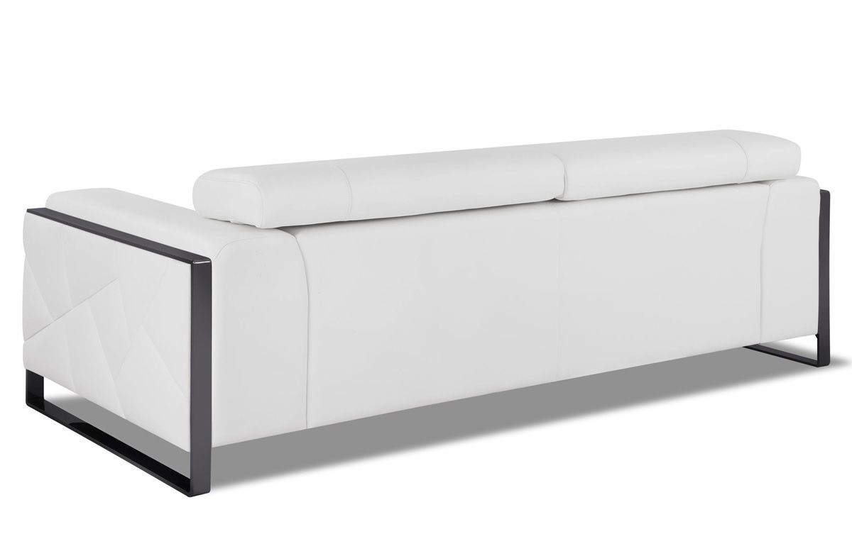 Malvina White Italian Leather Sofa