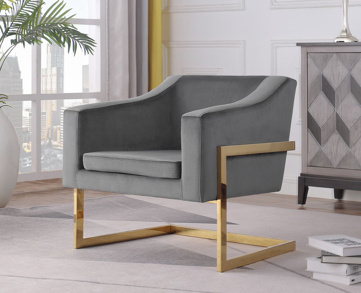 Manny Grey Velvet Accent Chair