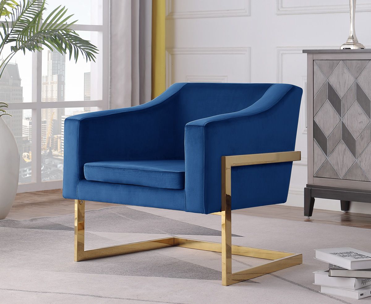 Manny Navy Velvet Accent Chair