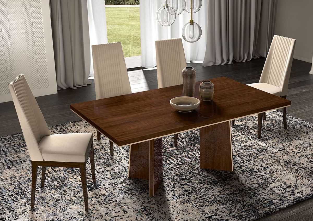 Marbella Brown Lacquer Dining Table Set