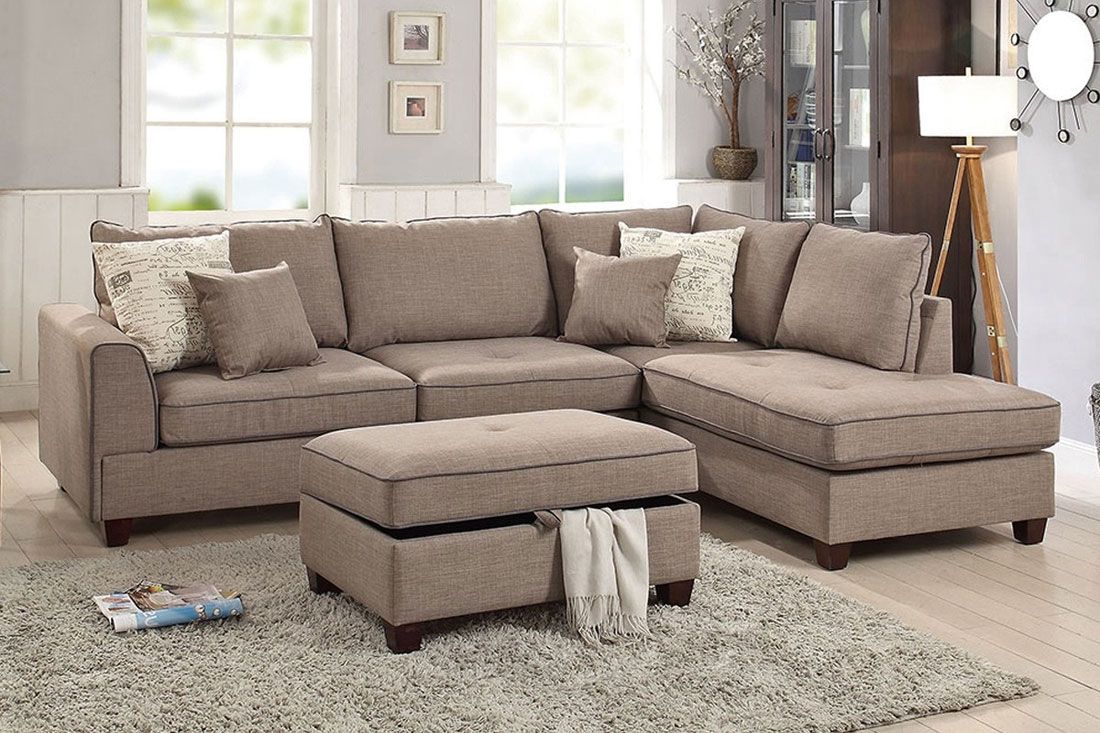 Marcel Mocha Fabric Sectional Set,Marcel Reversible Sectional Set