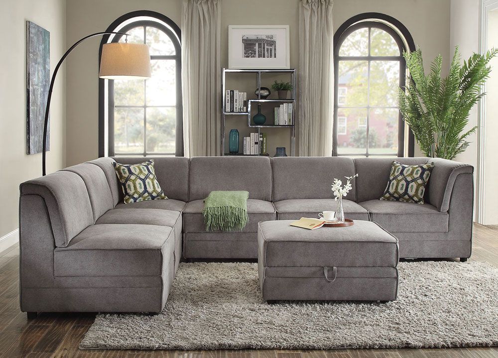 Marcos Modular Sectional Grey Velvet