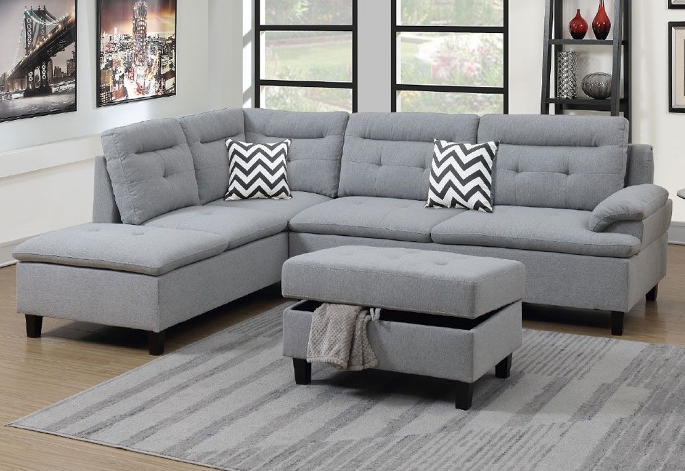 Marden Grey Sectional With Ottoman