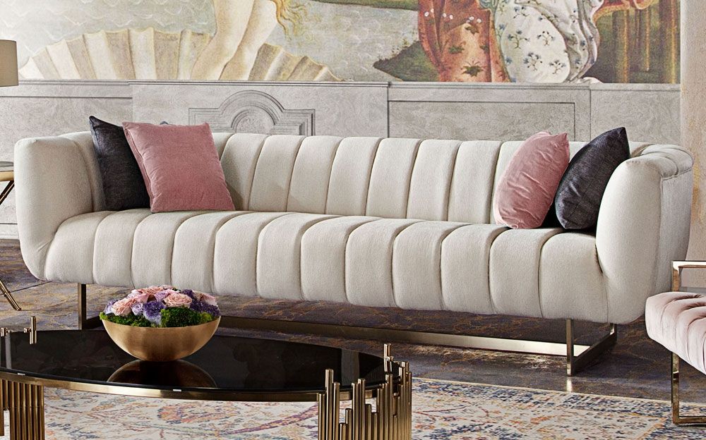 Marko Cream Fabric Upholstered Sofa