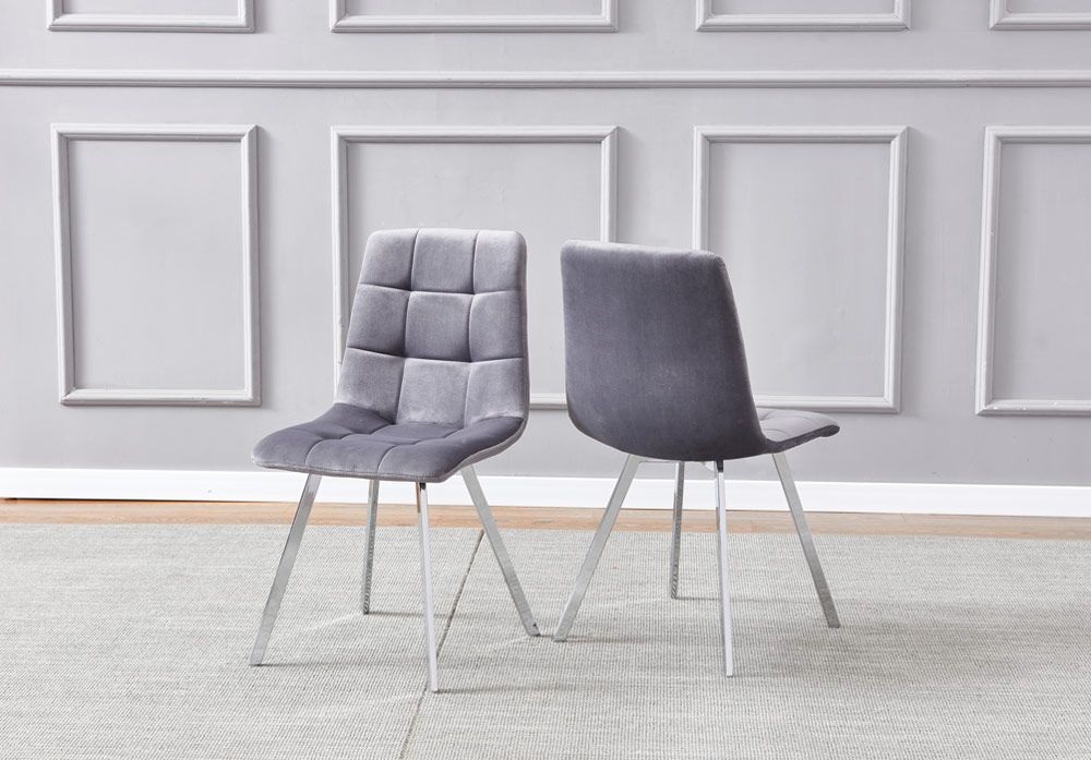 Marlee Grey Velvet Dining Chairs