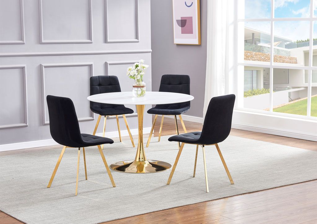 Marlee Dining Table With Black Chairs